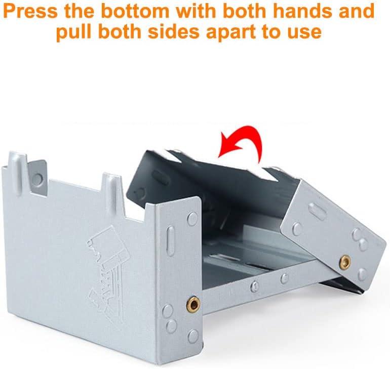 Folding Stove, 95 x 75mm Solid Fuel Camping Portable Stove Indoor Use Fuel Tablets Wood Burning Camp Stove for Outdoor Cooking Backpacking Emergency Stove