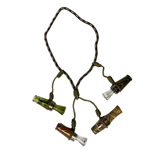 HuntEmUp Ultimate Camo Rope Call Lanyard - Duck Call Goose Call Lanyard - Duck Hunting Lanyard - Single Rope 4 Loop - Suitable for 3 or 4 Calls