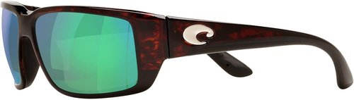 Costa Man Sunglasses Matte Black Frame, Green Mirror Lenses, 59MM