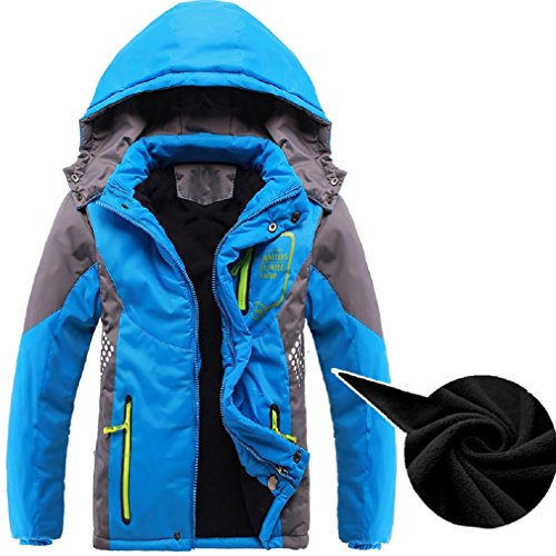 Vinmin Boys Winter Fleece Lined Hooded Jacket - Blue, 8 Years