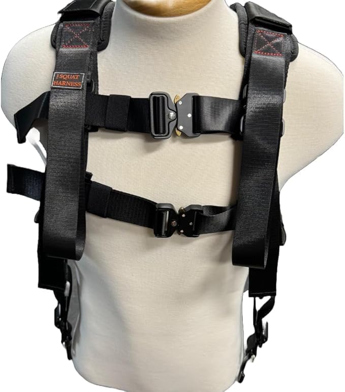 RR GET RIPPED! BY ROSENBLATT Squat Harness Premium Adjustable V3. squat deadlift lunge calf raise nordic knees over toes mobility quads glutes hamstrings calves (Black)