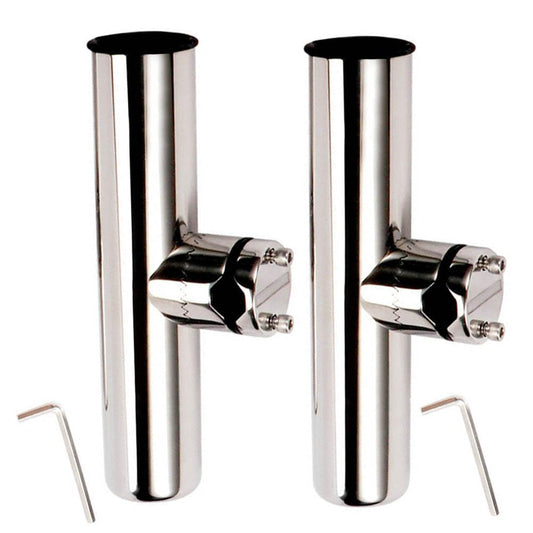 FUTURUP 2PCS Stainless Tournament Style Clamp on Fishing Rod Holder for Rails 7/8" to 1", Rail Mount Rod Holder