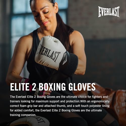 Everlast Elite 2 Boxing Gloves - Red 16 oz - Superior Support & Impact Protection