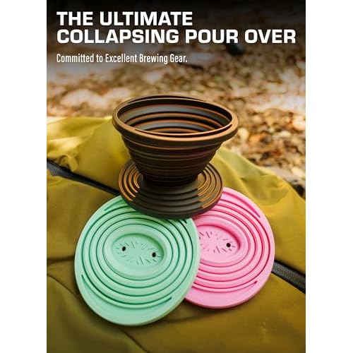 COLETTI Sierra Camping Pour Over Coffee Dripper ? Collapsible Pour Over Coffee Dripper ? Includes Pack of Paper Filters [Black, Pack of 1]