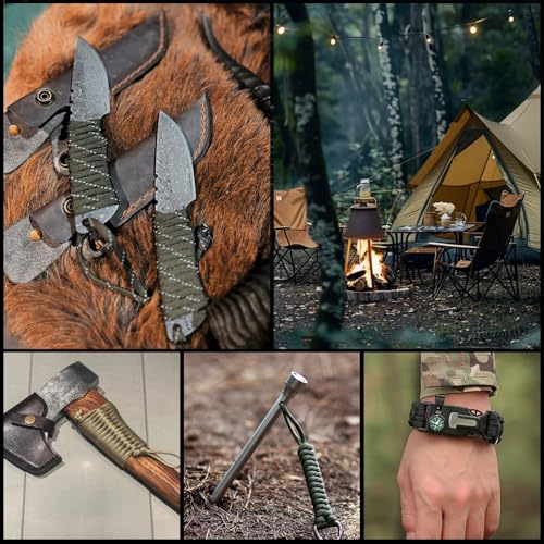 Survival Paracord 100 ft with Fire Cord & Multi-Use Emergency Gear - Camo Black