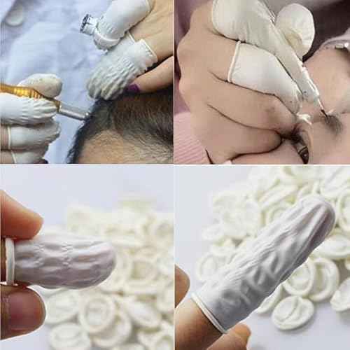 DJCIW 100PCS Disposable Latex Finger Cots,Medium Size, Fingertip Protector Gloves for Electronics Repair, Crafts, Medical Use & Industrial Applications,Thumb Covers for Finger Protection Black