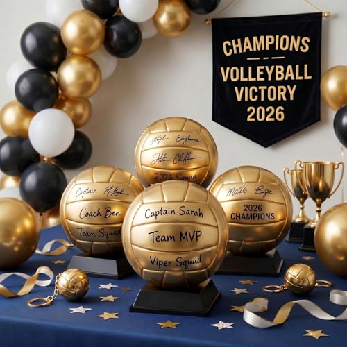 Gold Autograph Volleyball with Display Stand and Pump - Sports Trophy Gift