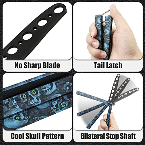 Unsharpened Skull Balisong Trainer for Flipping Practice - Stainless Steel