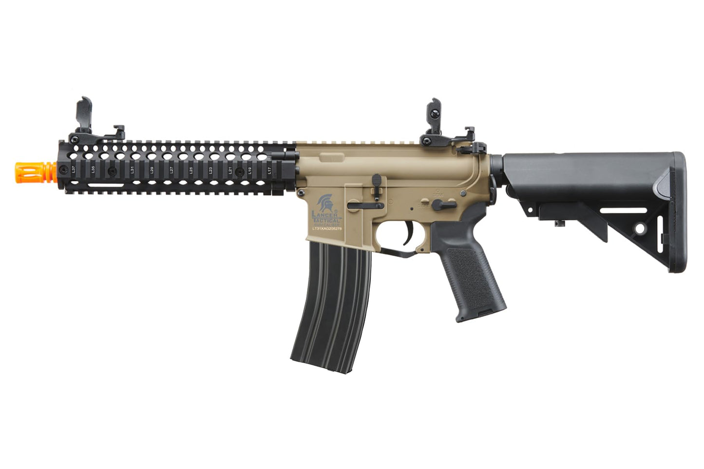 Lancer Tactical Gen 2 Raider Durable M4 Airsoft Gun w/Steel Front Rail, Grip & High Speed Mid Mag- 9.6v Nimh 1600 mAh Battery, Charger, and 1000 Rounds 0.20g BBS Included (Two-Tone)