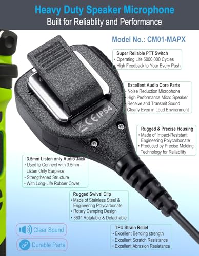 Rugged Speaker Microphone Compatible with Motorola XPR and APX Radios