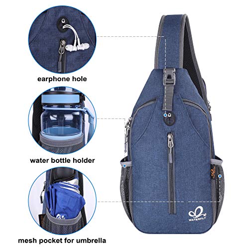 Waterfly Crossbody Sling Backpack for Travel Hiking - Navy Blue Small