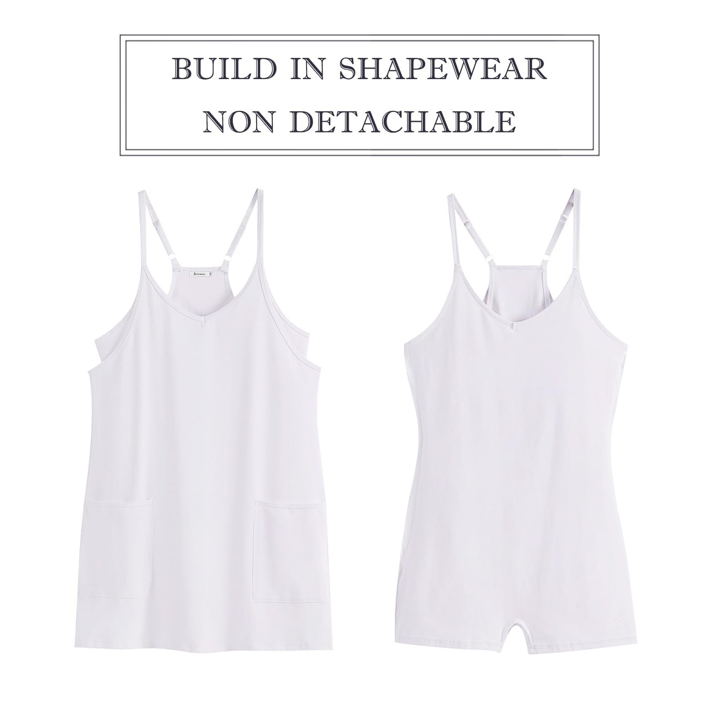 ANRABESS Women Athletic Dress Summer Tennis Workout Active Sports Mini Romper Dress Built in Shorts Travel Vacation Clothes White XX-Large