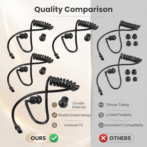 Replacement Coiled Acoustic Tube for Two-Way Radio Headsets 5 Pack