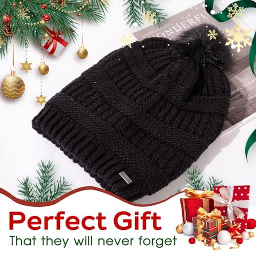 TOP-EX PolarWool¢â 100% Merino Wool Winter Slouchy Beanie for Women with Faux Fur Pom - Satin or Fleece Lined for Cold Weather