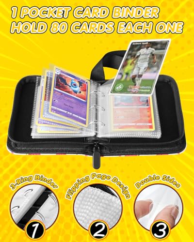 Mini Size Card Binder for 80 Cards with Strawberry Design - Portable Trading Card Album for Girls Teens Kids