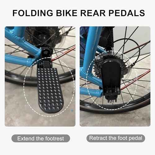 Taicle 1 Pair Foldable Bike Rear Pedals, Quick Release Aluminum Alloy Foot Pegs, Non-Slip Footrests for Mountain, City, E-Bikes & Folding Bicycles