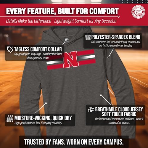 Nebraska Cornhuskers NCAA Hoodie Jersey Pullover Long Sleeve Black Heather Large