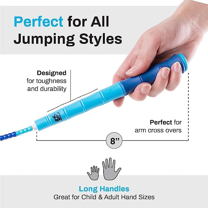Buddy Lee Beaded Jump Rope - Blue Adjustable Fitness Skipping Rope for Adults