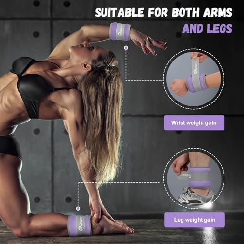 Purple 2 lb Pair Ankle Weights - Adjustable Leg & Wrist Weights for Fitness