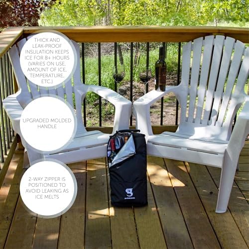 geckobrands Verticool Cooler - Insulated Portable Soft Cooler Bag with Adjustable Shoulder Strap, Holds 9 Cans or 2 Wine Bottles, Perfect for Beach, Picnics, and Outdoor Activities