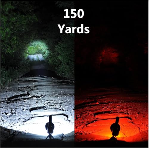 Rechargeable LED Spotlight with Red Lens, 2000 Lumens, 10,000mAh Battery, Tripod Included - Q953-RedLens