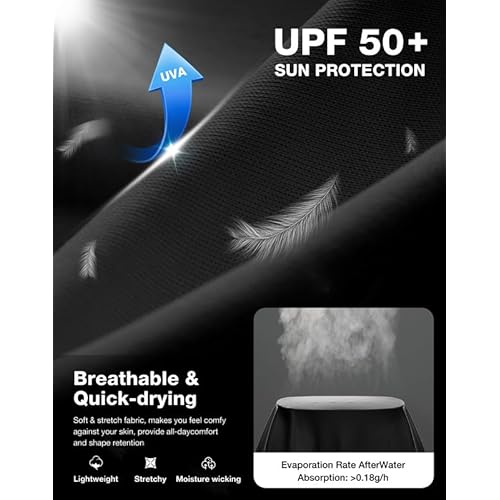 Men's Sun Protection Long Sleeve Shirts UPF 50+ Rash Guard for Men SPF UV Fishing Hiking Running Workout Athletic Shirt
