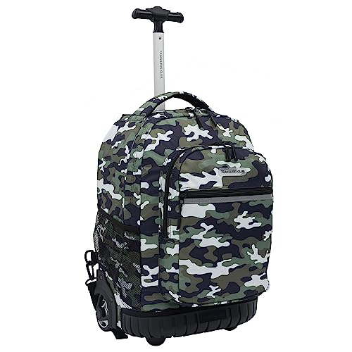 Travelers Club 18-Inch Camo Rolling Backpack with Shoulder Straps