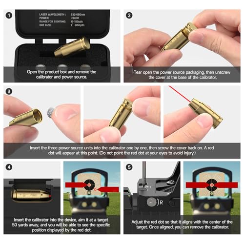 Feyachi Bore Sight 9MM/223 5.56/12GA Red Dot Laser Zeroing Bore Sighter Pistol Laser Boresighter with 3 Sets