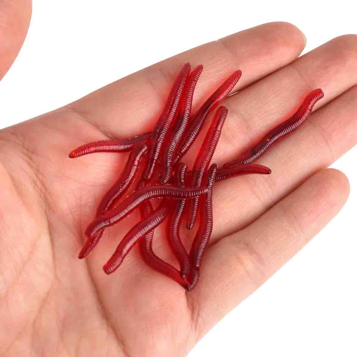 4cm 100pcs Soft Bait Set Realistic False Earthworm Worm Elastic Rubber Earthworm Fishing Bait
