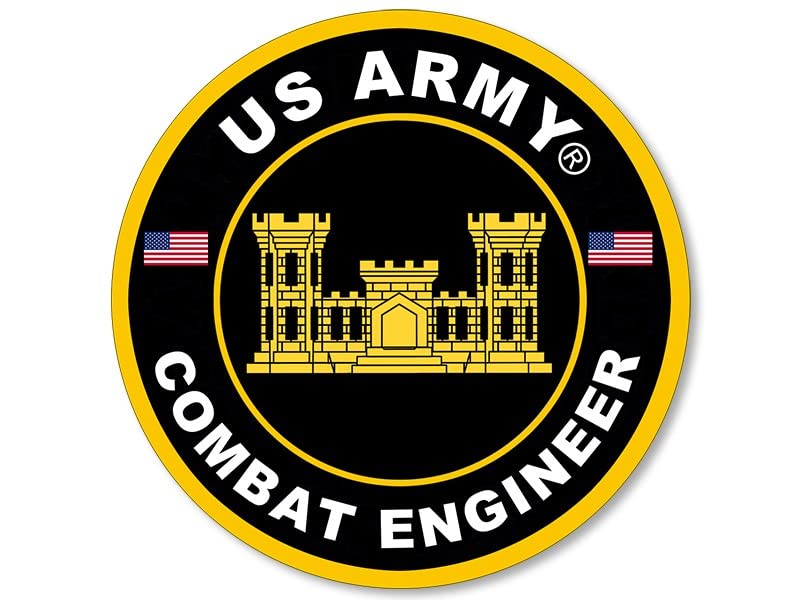 U.S. Army Combat Engineer Vinyl Sticker - 3 Inch Black Decal for Car Truck Laptop