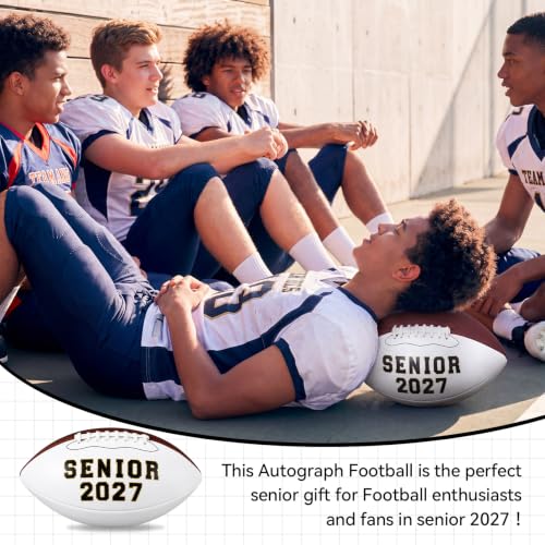 Official Size 9 Signature Football for Graduation & Sports Collecting - White Autograph Ball Set