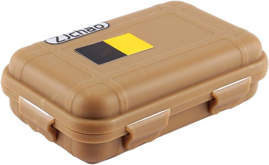 Outdoor Shockproof Box, Plastic Tool Box Enclosure Airtight Survival Case Container Storage Travel Sealed Container Carry Box for Travelling Camping Fishing (L, Mud Color)