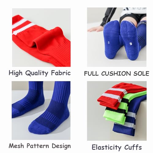 Toddler Boys Soccer Socks 5-7 Years 6 Pack Knee High Athletic Football Socks