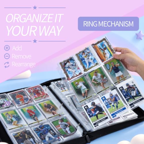 Card Binder Holds 1080 Cards with Pink & Blue 9-Pocket Pages - Sparkle Gradient