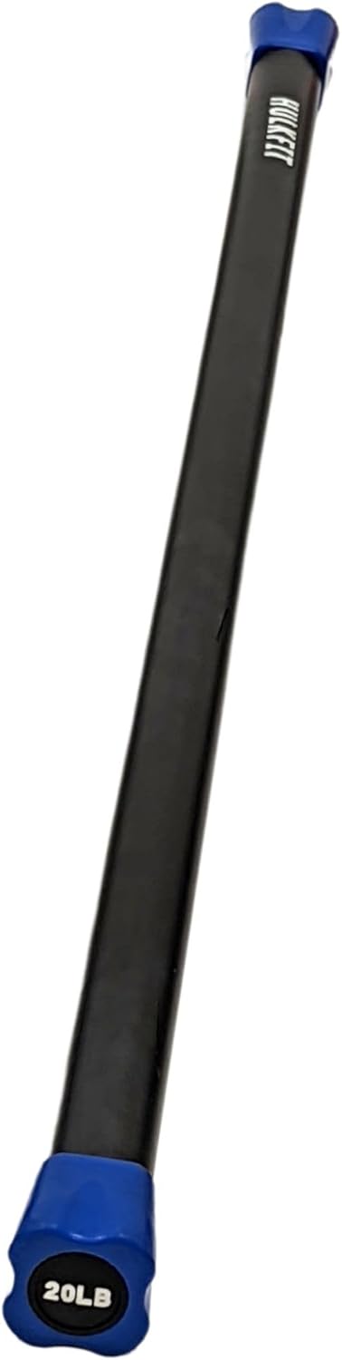 HulkFit Total Body Workout Weighted Exercise Bar Exercise Equipment for Mobility and Strength Training Squats, Lunges, Bench Press, and Deadlifts - Multiple Weights and Multicolor