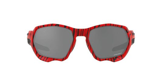 Oakley Men's OO9019A Plazma Low Bridge Fit Rectangular Sunglasses, Red Tiger/Prizm Black, 59 mm