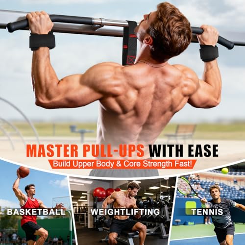 Black and Red Resistance Bands Set for Pull-Up Assistance, Full Body Workout Equipment