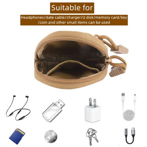 Small EDC Pouch Bag Molle Tactical Wallet, Accessories, Coin Purse, Key Case, Keychain Pouch, Earphone Case, Military Gear Waterproof (CP Camo 2pcs)