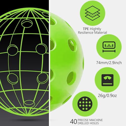 12 Pack Outdoor Pickleball Balls Meet USAPA Standards Bright Green