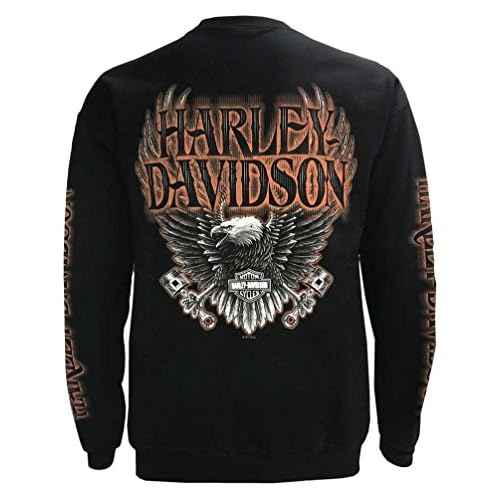 Harley-Davidson Men's Eagle Piston Fleece Pullover Sweatshirt, Black 30299948