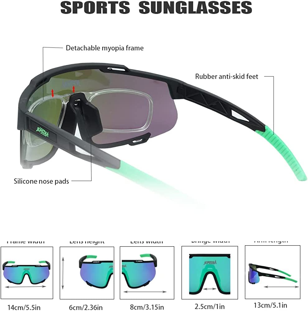 JEPOZRA Sunglasses Men Polarized Sports Cycling Glasses for Women with 3 Interchangeable Lenes for Baseball,Fishing, Ski Running