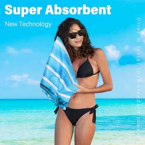 Microfiber Thin Lightweight Flat Beach Towel Sand Free Quick Dry Absorbent Compact Towels for Swimming Pool Camping Beach Accessories Large Easy Pack Travel Things for Vacation Essentials Adult Gift