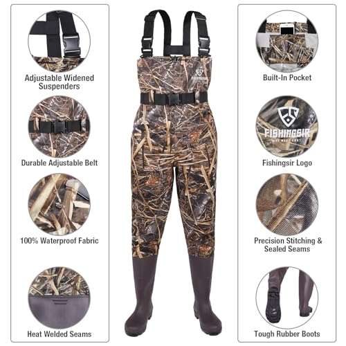Fishing Waders for Men, 2-Ply Nylon/PVC Waterproof Women Chest Wader with Boots, Bootfoot Hunting Waders