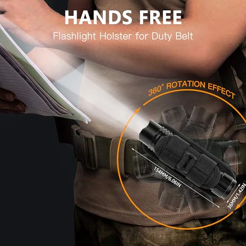 KunHe Rechargeable Flashlight Handheld Flashlights Tactical Flashlight with Belt Holster Bright LED Duty Flash Light with 4 Modes Long Lasting IPX7 Water Resistant