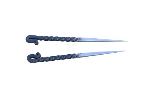 Viking Traders Eating Spikes Medieval Feast Ware Of Hand Forged Iron Twisted Eating Utensils, Functional Food Sticks Dinning Cutlery Set Of 2