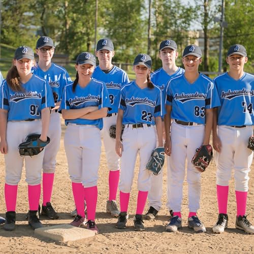 Youth Soccer Socks 12 Pairs Bulk Softball Football Socks - Medium Hot Pink