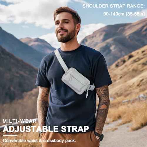 Crossbody Bags for Women & Fanny Pack for Men, Lightweight Adjustable Strap Belt Bag for Travel, Running, Hiking with Multiple Pockets, Black