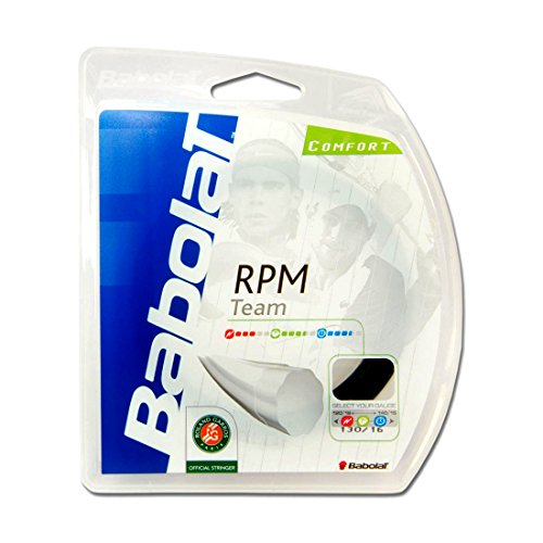 Tennis String 16G Black RPM Team Co-Polyester for Spin & Power