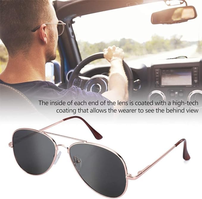 Anti-Tracking Rearview Spy Sunglasses - UV Protection Eyewear with Mirror Lens for Cyclists, Bikers, and Running - Black, Large