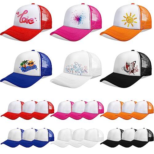Vabean 24 Pack Sublimation Blank Trucker Hat Mesh Cap - One Size / Colorful